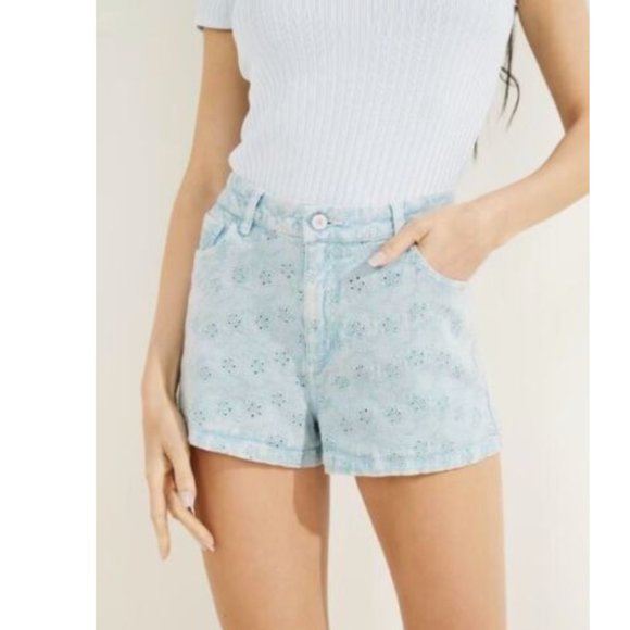 Guess Pants - NWT Guess Women's  Floridada Blue Claudia Eyelet Shorts